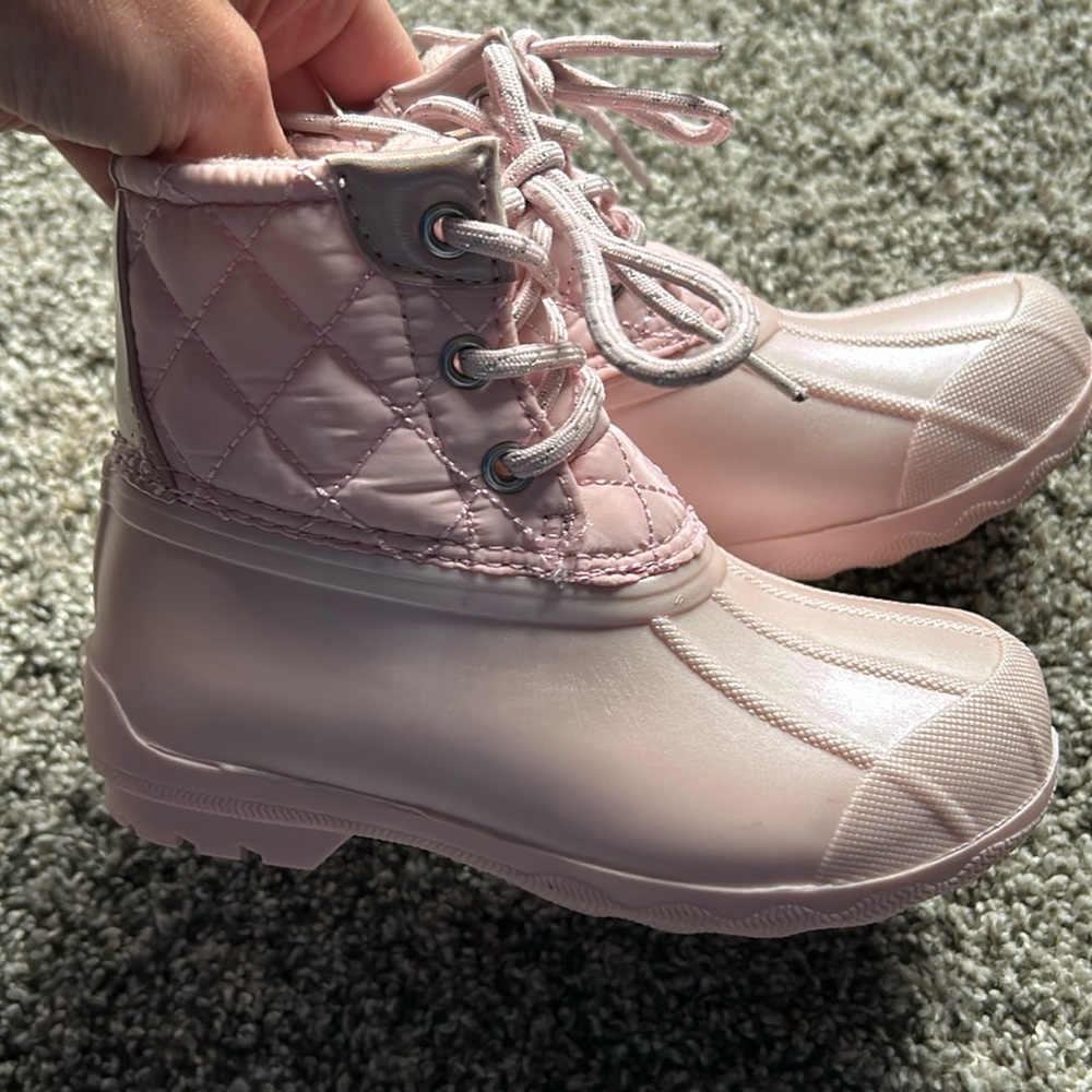 Toddler Girls Pink Quilted Sperry Boots